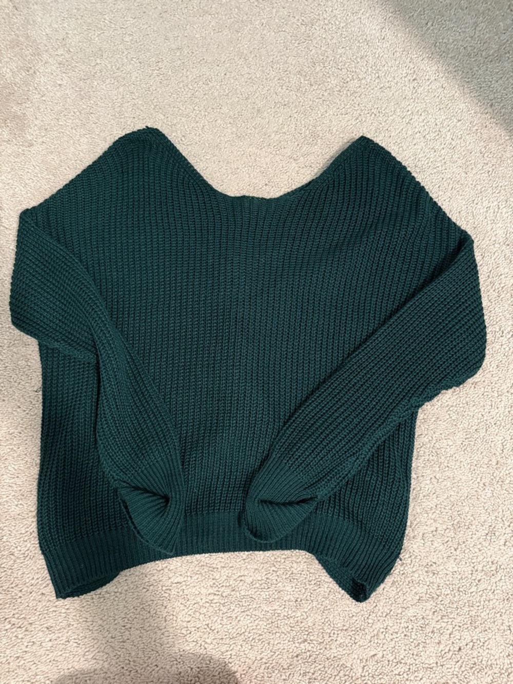 GB girls Off-the-Shoulder Ribbed Sweater - Teal Green